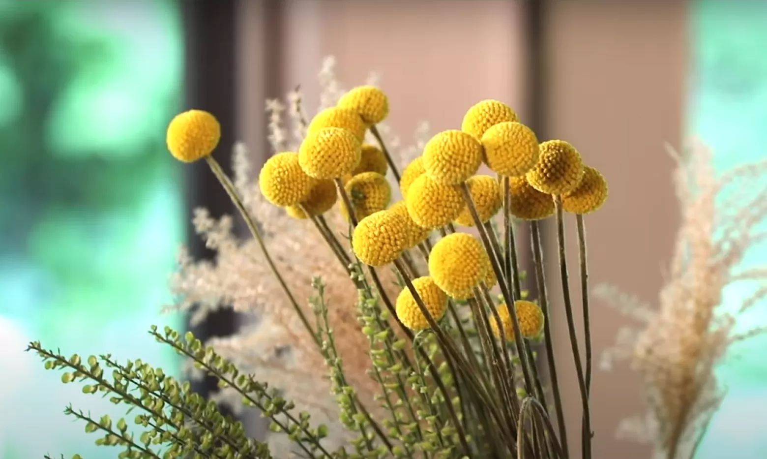 Miscanthus, Scutellaria and Craspedia stems