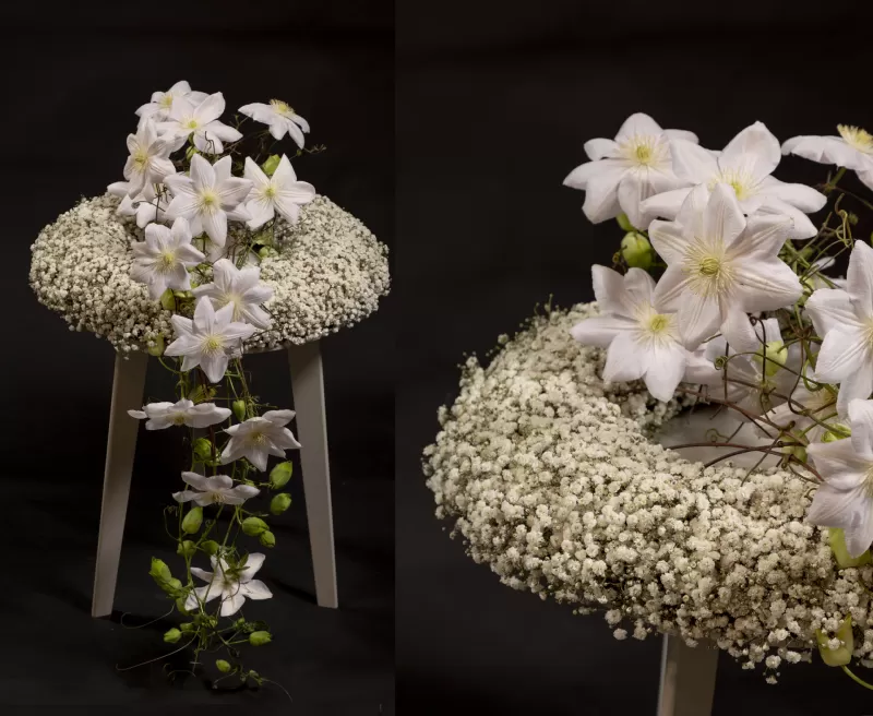 Funeral wreath with Gypsophila and Clematis Amazing Vienna